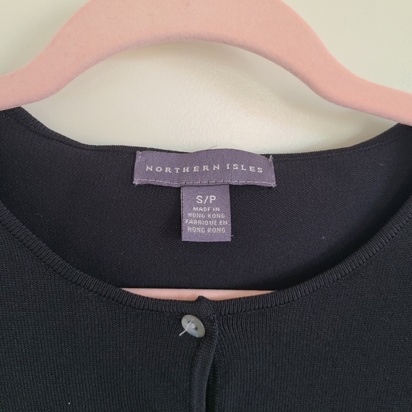 Northern Isles Black Button Up Floral Embroidered Cardigan Sweater Size Small - Picture 5 of 9